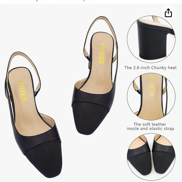 Slingback Heels Strap Closed Round Toe Heels Dress Casual Size 36 ( 7 ) - Picture 3 of 12